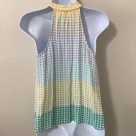 LC Lauren Conrad Gingham Cottagecore Springtime Easter Colorful Tassel Blouse XS - Picture 6 of 12